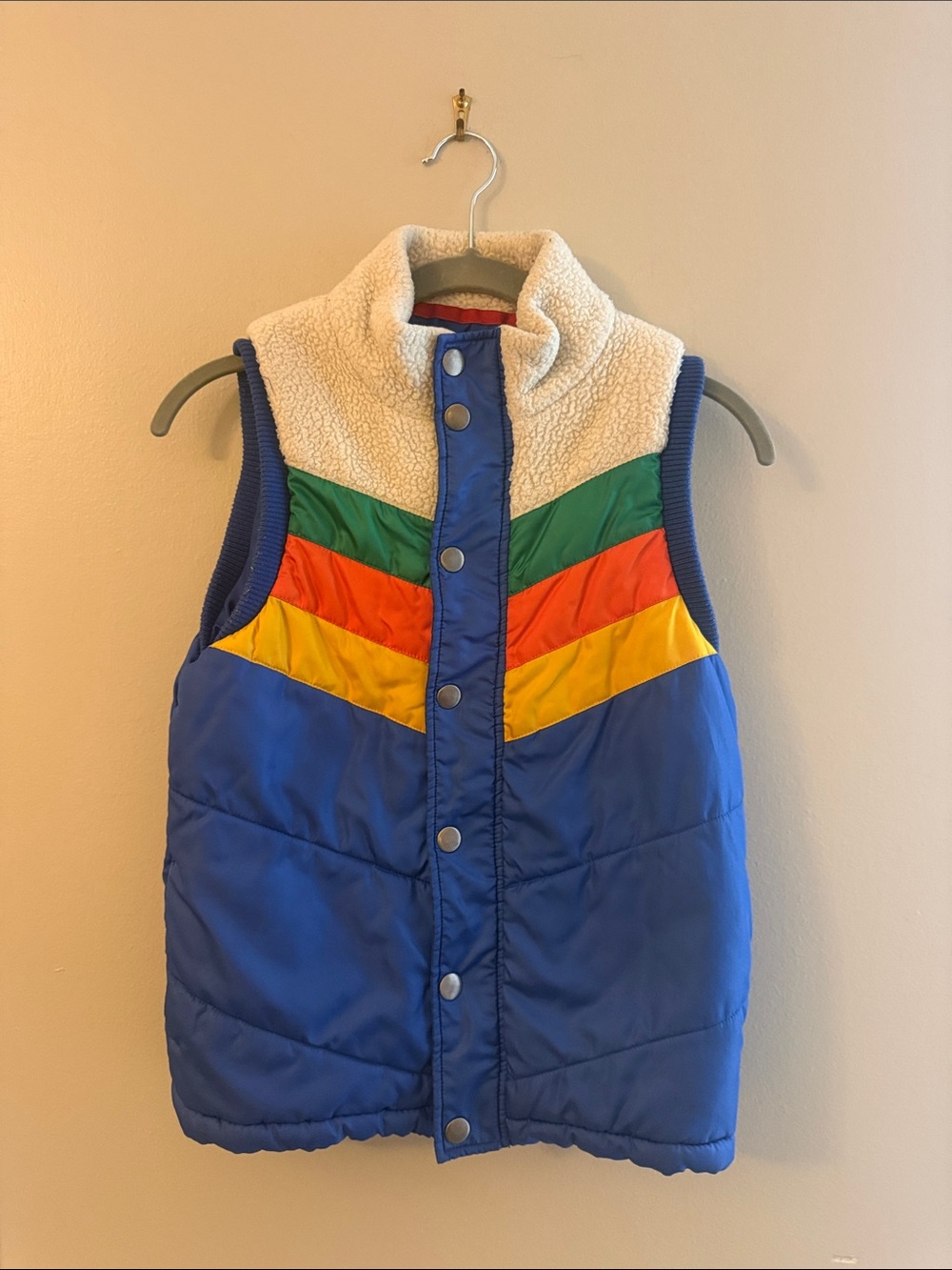 Cat & Jack Blue Colorblock Puffer Vest with Sherpa Collar